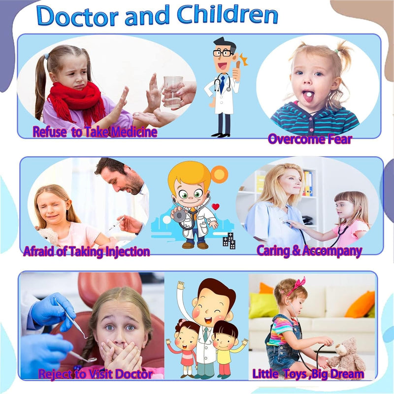 Amerteer Kids Cosplay Costume Role Play Set,Doctor Pretend Play Set Realistic Medical Kit for Kids with Lab Coat, Stethoscope, and Accessories for Ages 3-8 Years