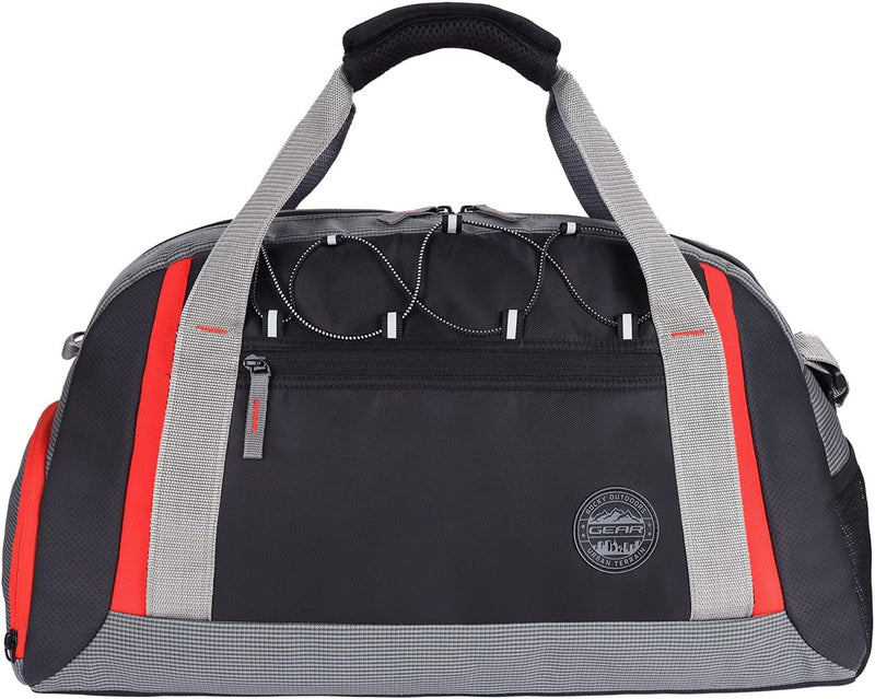 Yoga 30L Medium Water Resistant Travel Duffle Bag/Gym Bag/Sports Duffle for Men/Women(Grey-Black-Orange)
