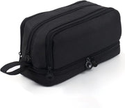 Large Capacity Pencil Case 4 Compartments, Portable Pencil Pouch Bag with Zipper and Handle, Stationery Organizer for School, College, Office, Teens, Adults, Boys and Girls, Black