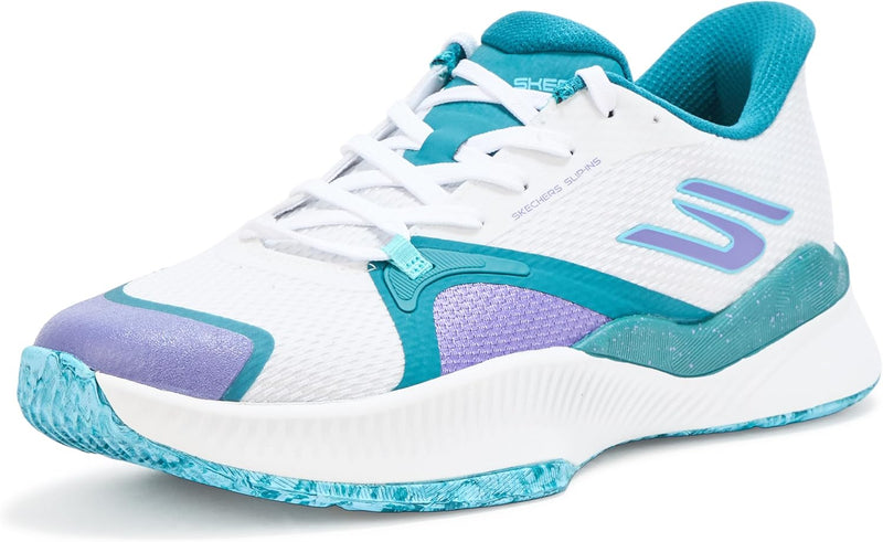 SKECHERS STATE CHAMP womens Shoes - WHITE/TURQ/PURPLE