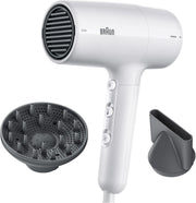 Braun Hair dryer HD4.2 Ultimate Performance, Shine & Care, HTDC Motor, 2100 Watts, Electronic Touch Control, with 2 Attachments Drying Nozzle, Curl Diffuser, BRHD425SDE - Electro Grey. - BRHD226DE