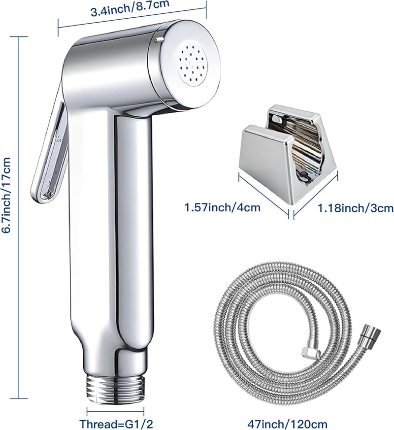 Handheld Bidet Sprayer,Uoexziyi Washing Toilet Sprayer Baby Cloth Diaper Bathroom Sprayer Toilet Water Spray with 1.2 Meters Hose for Pet, Baby and Personal Cleaning
