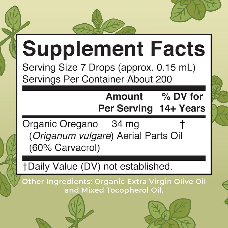 Oregano Oil Drops 6 Month Supply USDA Oil of Oregano Liquid Herbal Blend for Immune Support Digestive Health Overall Health Vegan Sugar Free Non-GMO 1 Fl Oz
