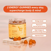 Rite Vitamin Gummies, Boost Energy, Immune Support, Caffeine Free, Ginseng, Guarana, Vegan, Orange Flavour (60 Count, 1 Month)