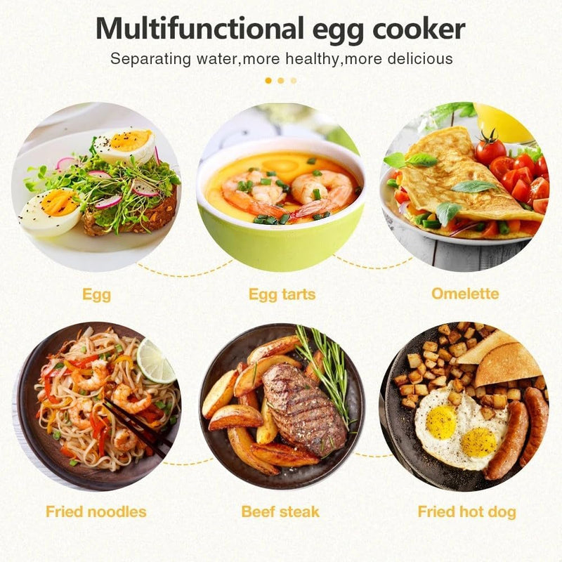 SWIFTOO Egg Cooker: 14 Egg Capacity Multifunctional 2 in 1 Electric Egg Cooker For Boiled Eggs,Steamed Eggs,Poached Eggs And Non Stick frying pan with Water Measuring Cup(ORANGE)