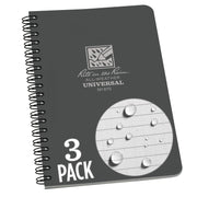 Rite in the Rain Weatherproof Side Spiral Notebook, 4.875" x 17.8 cm, Blue Cover, Universal Pattern (No. 273)", 1 pack - Pack Of 3 Grey
