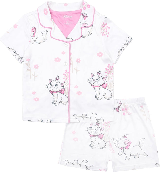Disney girls 2-piece Loose-fit Button Down Pajama Set, Soft & Cute for Kids Pajama Set (pack of 2)