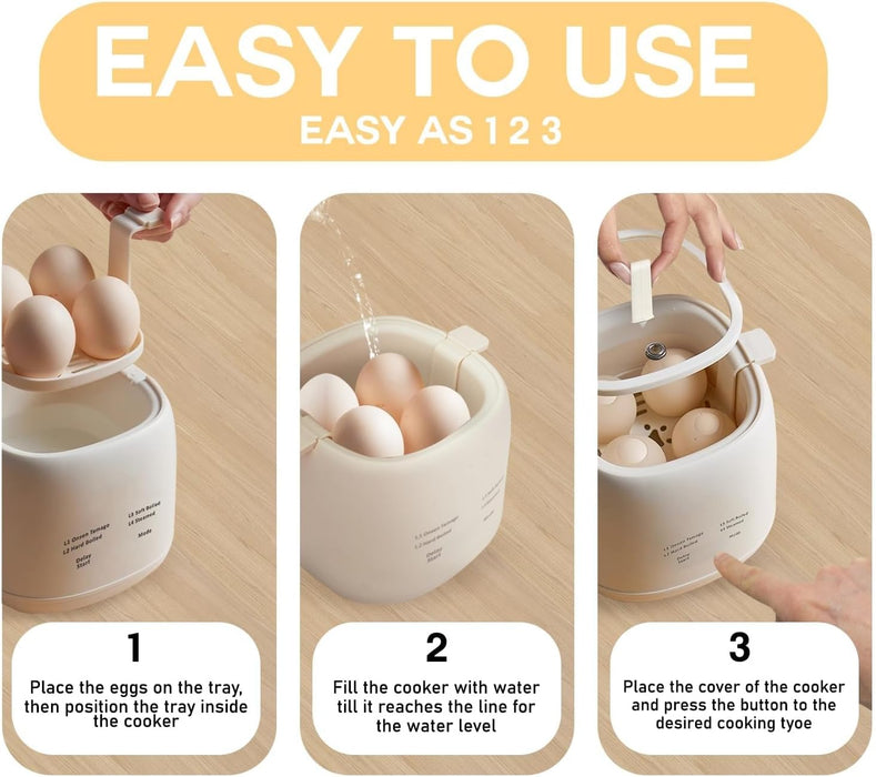 NALACAL Egg Maker - Electric Egg Cooker With Auto Shut Off And Alarm- Egg Maker Machine for Hard Boiled, Soft Boiled, Steamed Egg, Onsen Tamago - Smart Egg Cooker for Home,Kitchen, RV,Camping