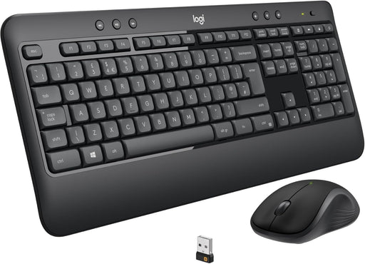 Logitech MK540 Advanced Wireless Keyboard and Mouse Combo for Windows, 2.4 GHz Unifying USB-Receiver, Multimedia Hotkeys, 3-Year Battery Life, for PC, Laptop, Arabic Layout - Black - MK540