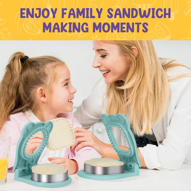 Uncrustable Sandwich Maker 2 Pack, Square and Circle Shape Sandwich Cutter and Sealer, Cookie Cutters, Perfect for Family Breakfast, PB&J, Lunch Box, Bento Box, Bread, Pies, Pancakes