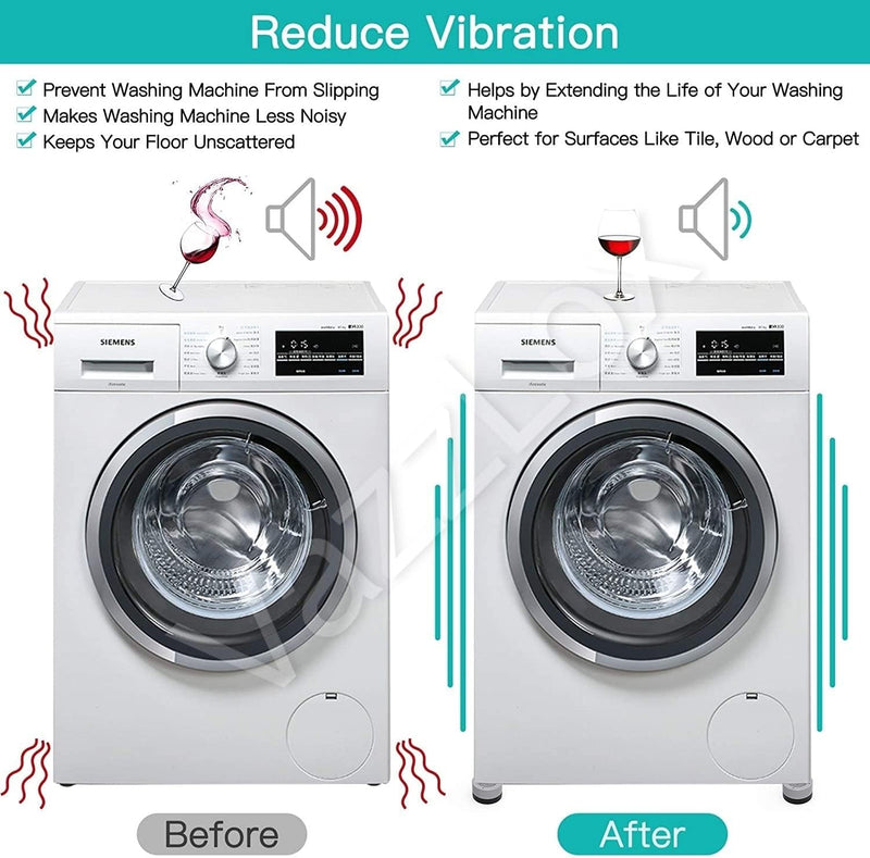 VazzLox Anti Vibration Pads for Washing Machine Washing Machine Feet Pads Shock Absorber Noise Cancelling Washer Support, Washing Machine Anti Vibration Pad Heightening Pads with Suction