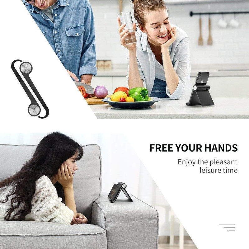 STRIFF Multi Angle Tablet/Mobile Stand. Phone Holder for iPhone, Android, Samsung, OnePlus, Xiaomi. Portable,Foldable Cell Phone Stand.Perfect for Bed,Office, Home,Gift and Desktop (Black)
