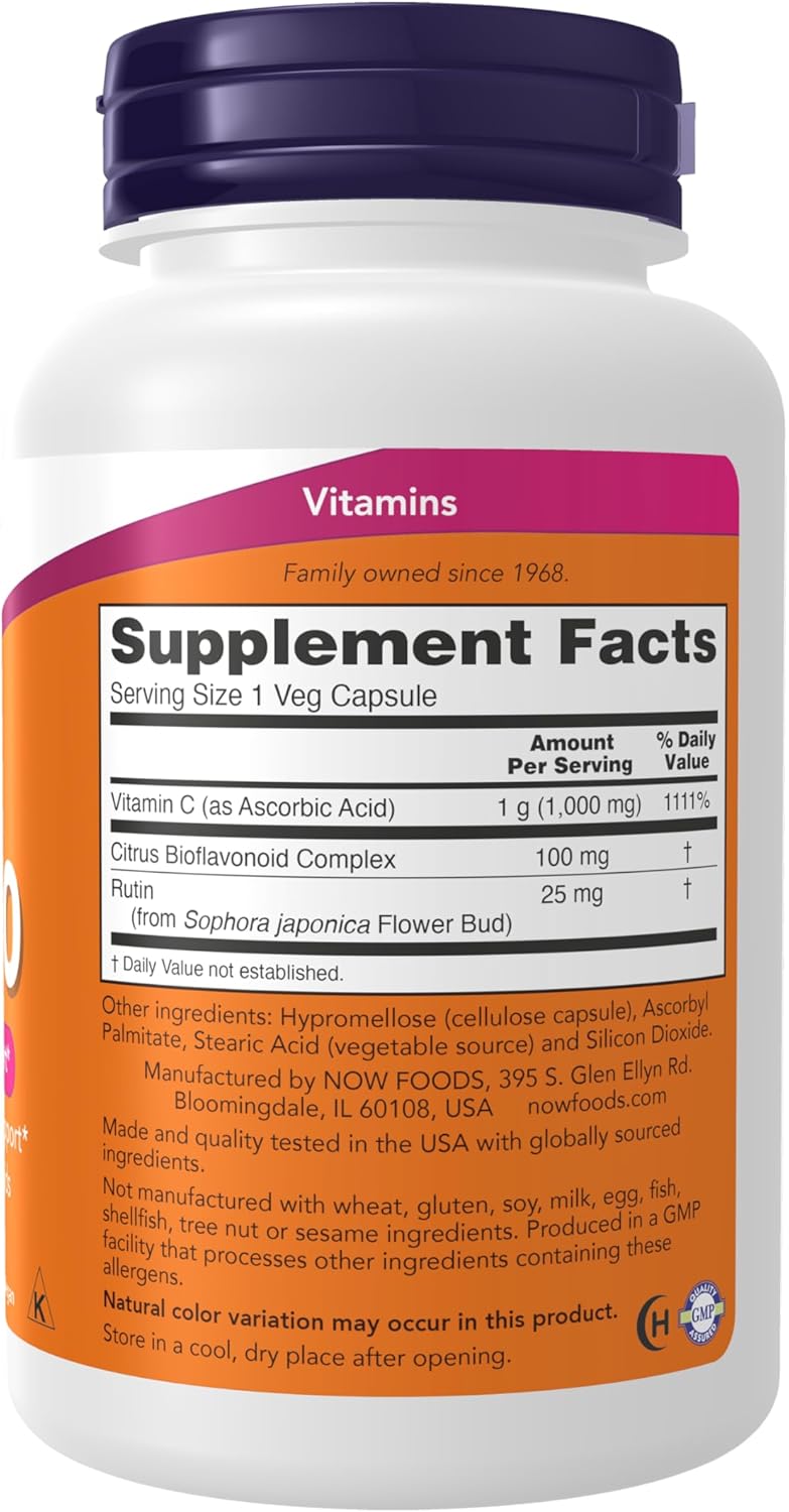 Foods Vitamin C-1000 with 100 mg Bioflavonoids Immune Support & Antioxidant Protection & Collagen Formation & Overall Wellness 100 Veg Capsules