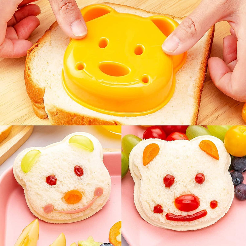 U-HOOME Sandwich Cutter Set Fruit Cutters Bread Cutout Shapes for Kids, 42pcs Mini Vegetable Fruit Shapes Cookie Cutters with Silicone Cup Dividers, 10pcs Food Pick Forks