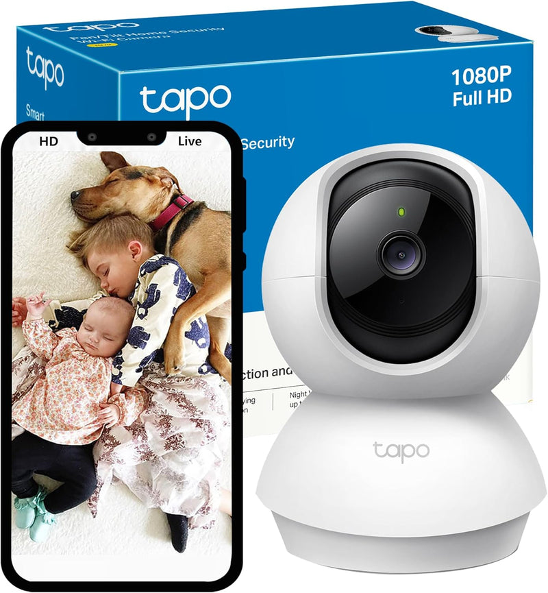 TP-Link Tapo Pan/Tilt Smart Security Camera, Indoor CCTV, 360 Rotational Views, Works with Alexa&Google Home, No Hub Required, 1080p, 2-Way Audio, Night Vision, SD Storage, Device Sharing (TC70) - 2 MP-TC70