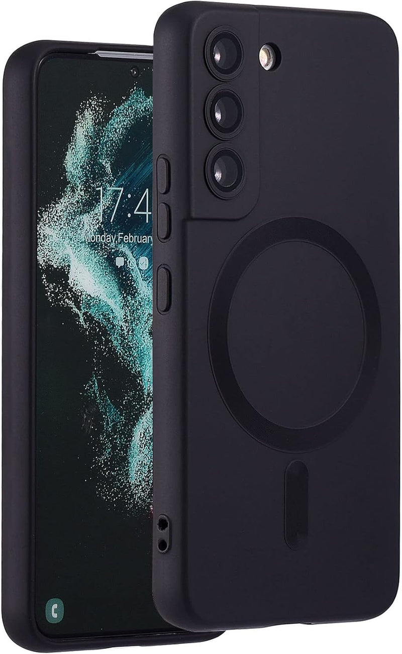 Magnetic for Samsung Galaxy S23 Ultra Case,Soft Silicone Samsung S23 Ultra Phone Case with Camera Protection,Anti-Fingerprint Samsung Galaxy S23 Ultra Case Compatible with MagSafe, Red - S22 Plus Black