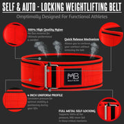 MULTI BLISS® Premium Quality Weight Lifting Gym Belt for Athletes, Olympic Training, Deadlift, Bodybuilding, WOD, Lifting Lumbar Support & Gym Workouts Belt for Men & Women (FreeGift Gym Keychain)