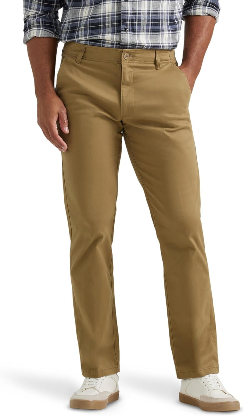 Lee Men's Extreme Motion Flat Front Regular Straight Pant - Bronze