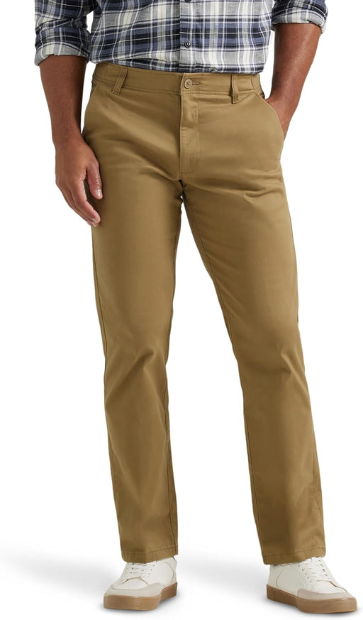Lee Men's Extreme Motion Flat Front Regular Straight Pant - Bronze