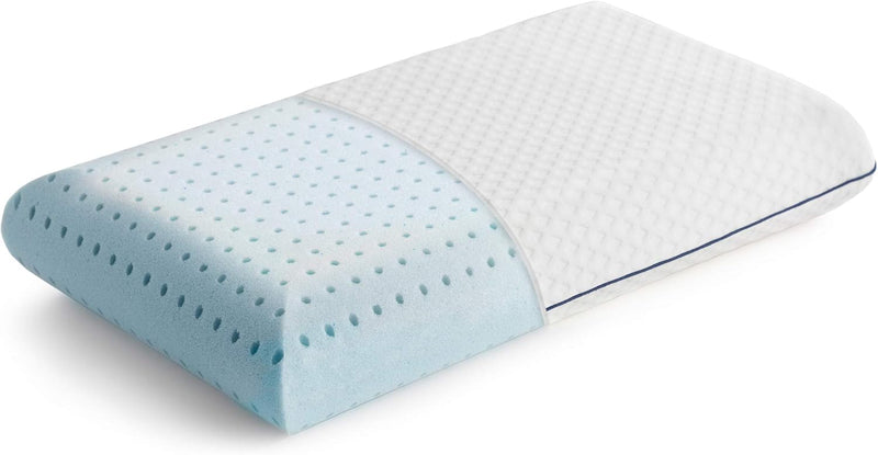 LINENSPA Pillow Ventilated Gel Pillows Standard size Memory Foam Pillows for Neck Support Great for Side, Back, and Stomach Sleepers Dorm Room Essentials - Standard Size Pillows - Blue Standard