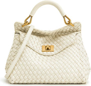 Women's Lucia Classic Top Handbag - Woven White