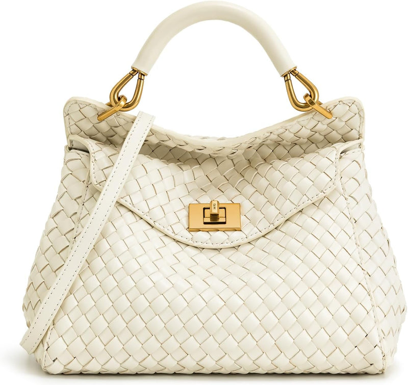 Women's Lucia Classic Top Handbag - Woven White