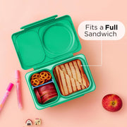 OmieBox UP bento Box for Kids Insulated Lunch Box Leak Proof Vacuum Insulated Thermal Food jar Cooler ice Pack 2 Compartments (Jade Green)