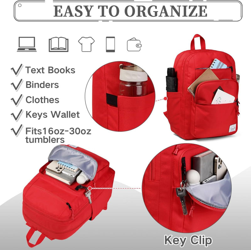 VASCHY School Backpack for Women, Unisex Large Bookbag Schoolbag Casual Daypack for High School/College/Teens/Travel/Work