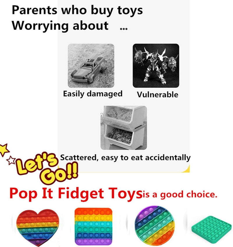 Coolbaby Push Bubbles Pop Fidget Sensory Toy,A Loud Side And A Quiet To Pop, Autism Adhd Special Needs Stress Reliever Silicone Squeeze Toy, ,RainbowStyle2