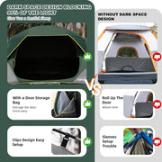 4 Person Blackout Camping Tent, Easy Setup Waterproof Family Dome Tent for Camping with Rainfly, Portable Double Layer Large Family Tent for Outdoor Camping&Hiking - Dark Green