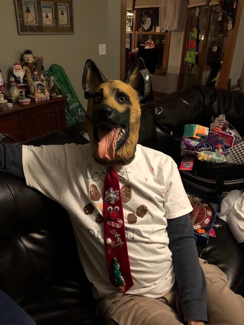CreepyParty Novelty Halloween Party Latex Animal Dog Head Mask Sounding German Shepherd (Silent)
