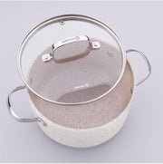 Korkmaz Granita 7 Pieces Non-Stick Cookware Set Forged Aluminum Granite Coated Induction Base Cookware Pots and Pans Set Beige - KA1272