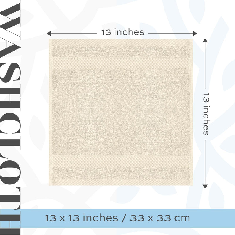 White Classic Luxury Cotton Washcloths - Small Hotel Spa Bathroom Face Towel | 12 Pack |