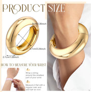 2 Pcs Chunky Gold Bangle Bracelets Hinged Cuff Open Wide Chunky Cuffs Bracelet for Women Arm Wrist Bangle Gift