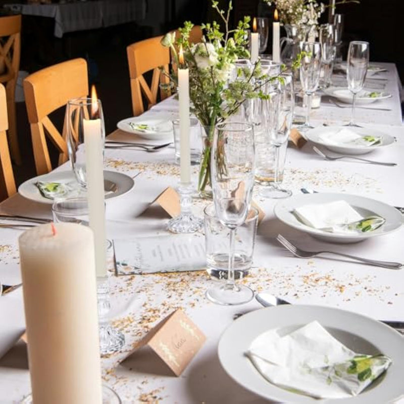 THE WHITE SHOP 6PCS Glass Candle Holder, Clear Candlestick Holder & Taper Candle Holder for Wedding Party Table, Spring Decor, Anniversary, Dining Room Table, Valentine's Day, (Clear)-A-6Pcs