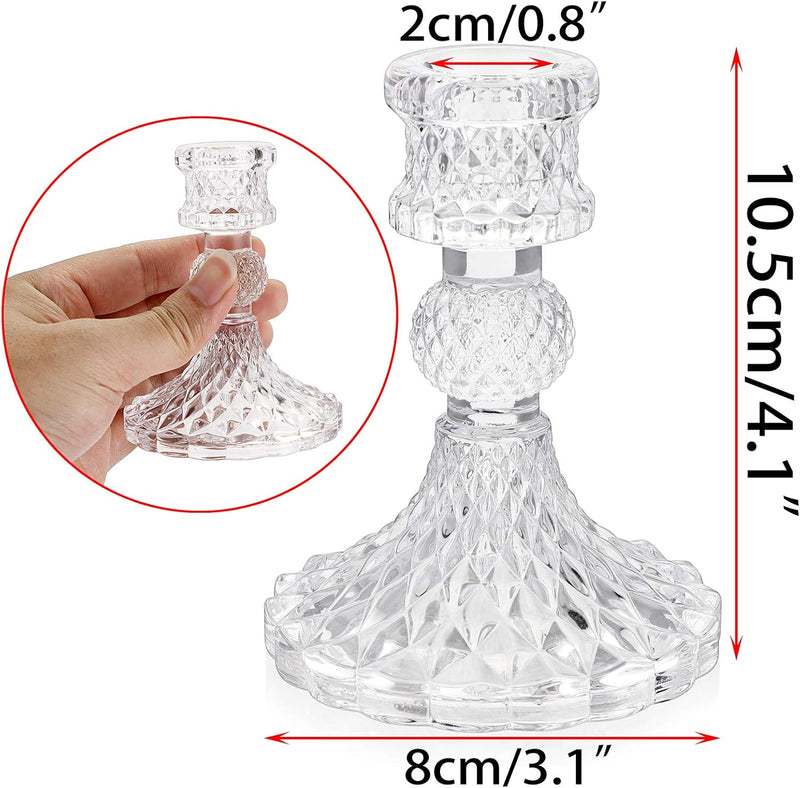 OwnMy Set of 2 Gold Glass Taper Candle Holders Decorative Glass Candlestick Holders, Modern Taper Candle Stands Candlesticks for Dining Table Centerpieces Wedding Church Decor