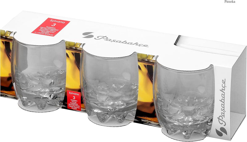 PAŞABAHÇE Sylvana Glass Tumbler Set ,Clear,3-Pieces Set, 315 cc Capacity,74861