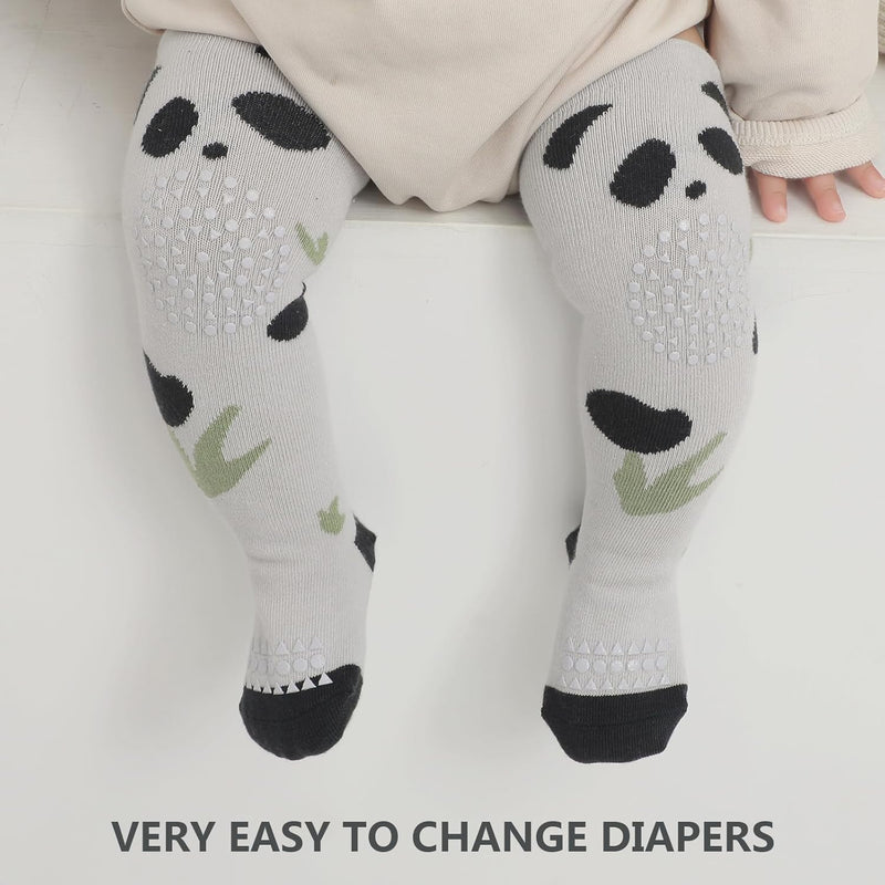 Azonee Unisex Knee High Baby Socks, 5 Pairs Non-Slip Grippy Socks for Newborns and Toddlers, Ideal for Crawling and Early Walking, Cute and Comfortable