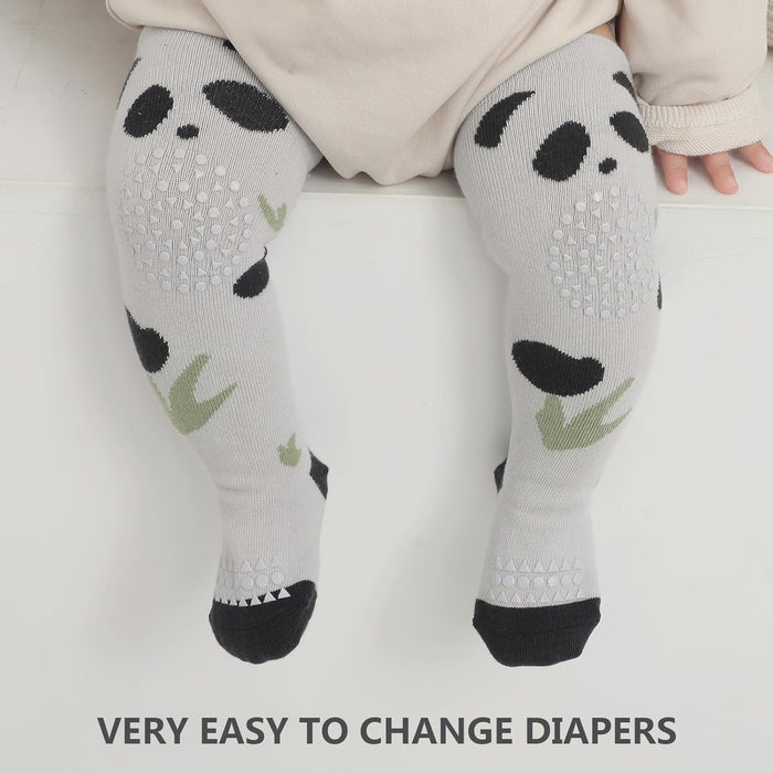 Azonee Unisex Knee High Baby Socks, 5 Pairs Non-Slip Grippy Socks for Newborns and Toddlers, Ideal for Crawling and Early Walking, Cute and Comfortable