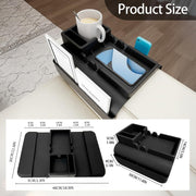 Silicone Sofa Armrest Tray with 5 Side Pockets Anti-Slip Recliner Armchair Caddy Organizer for Drinks, Remote, Tablet, Snacks, Phone Living Room Couch Storage Holder, Black