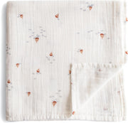 Organic Cotton Muslin Baby Blanket - Extra Soft Breathable Newborn Baby Blanket for Swaddling, Nursing & Cuddling - Pre-Washed for Delicate Skin Caramel Dots - Boats