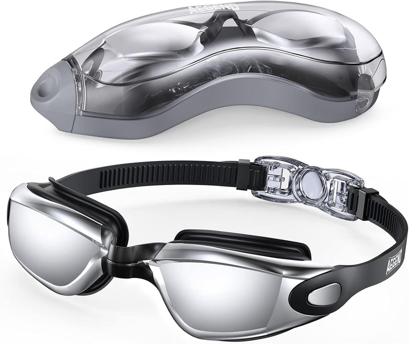 Aegend Swim Goggles, Swimming Goggles No Leaking Adult Men Women Youth, Aqua, UK-02-0016-1 - Bright Sliver