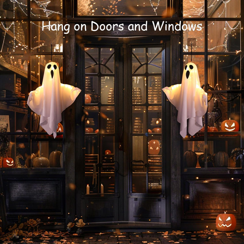 Light up Ghost,Hanging Ghosts Light up Kit Decor Warm LED Ghost Light Indoor Bedroom Wall Outdoor Fall Party Garden Patio Front Porch Yard Scary Cute Halloween Ghost Decor Gifts