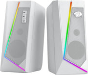 Redragon GS520 RGB Desktop Speakers, 2.0 Channel PC Computer Stereo Speaker with 6 Colorful LED Modes, Enhanced Sound and Easy-Access Volume Control, USB Powered w/ 3.5mm Cable, White - White