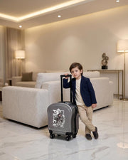 Kids Cute Printed ABS Lightweight 17 Inch (7kg) Cabin Size Luggage, 8 Wheels, Combination Lock Suitcase (Grey) - Grey