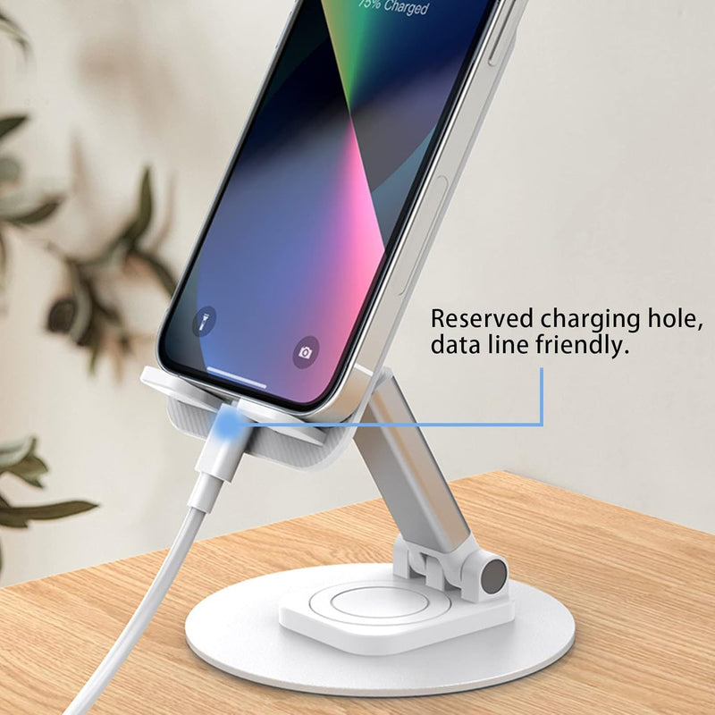 Fitto 360 Rotatable & Foldable Mobile Holder for Flat Surfaces Universal Adjustable Cell Phone Stand, Hands-Free Desk Phone Holder for Office, Kitchen, Bedside, Video Calls & Streaming
