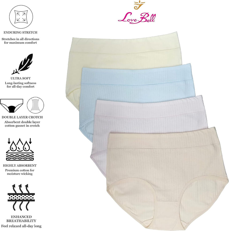 Premium Cotton Four-way stretch Panties - MULTIPACK - Regular and Plus Sizes - Classic Briefs for Women