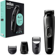 Braun All-In-One Style Kit Series 3 SK3400, 4-in1 Face & Head Trimming Kit, Ultra Sharp Blade, Rechargeable 50 Mins Cordless Runtime - Black