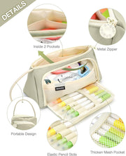 Pencil Case Pen Bag, Large Capacity Pencil Bag, Stationery Storage, Pencil Pouch, Handheld Makeup Pouch Holder, Pencil Organizer, College School Office Supplies for Student Gift (Light Green)