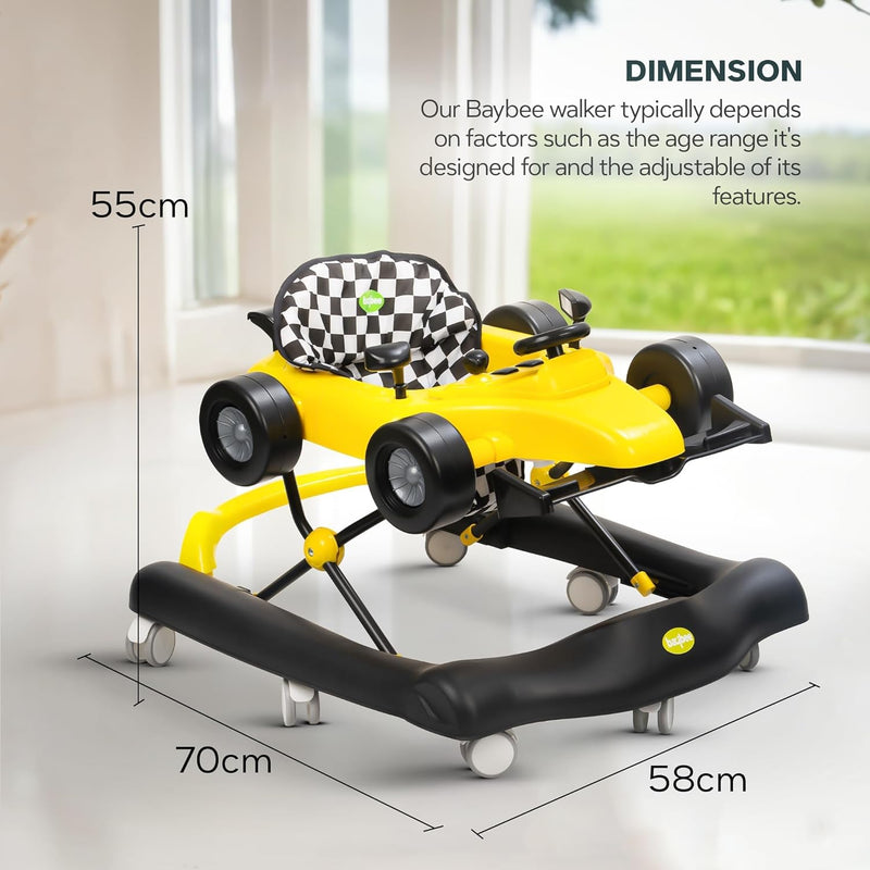 Baybee F1 Baby Walker for 6-18 Month Boy Girl, Push Walker for Kids with 3 Height Adjustable & High Back Seat | Activity Walker for Toddler (Yellow)